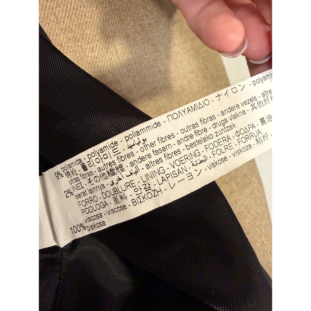 Zara Womens Double Breasted Wool Blend Blazer Tan Brown Size L Peak Lapel - Picture 6 of 8